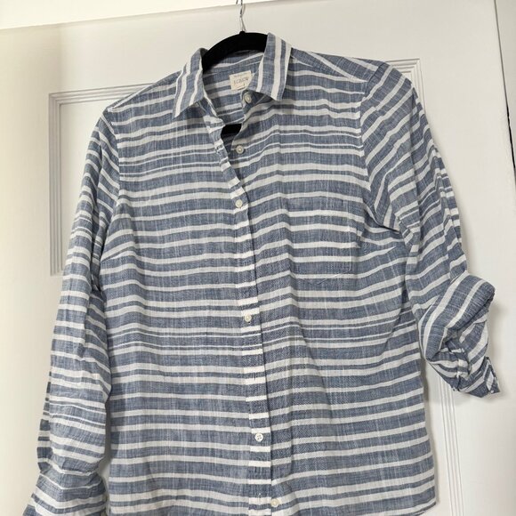 J Crew Blue and White Striped Button Down Women's S - Picture 1 of 4